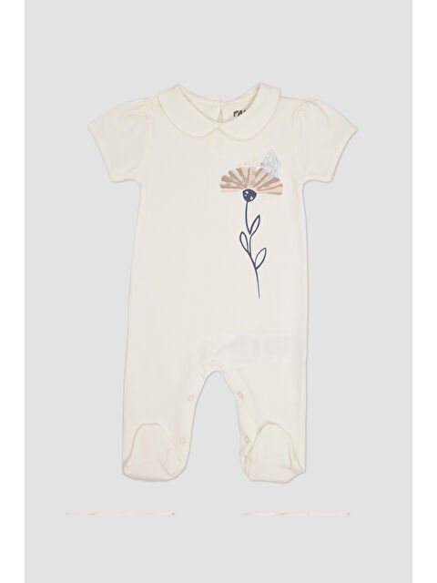 Panço Kız Bebek Bebe Yakalı Baskılı Ekru Tulum - S000527359-19965