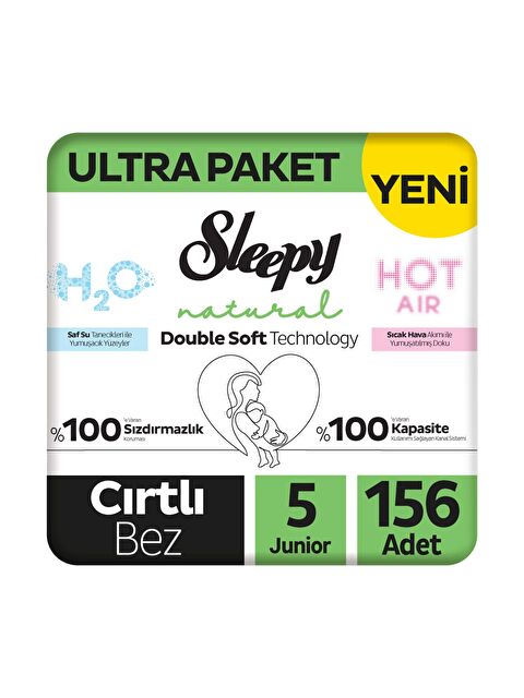 Sleepy Natural Double Soft Ultra Paket Bebek Bezi 5 Numara Junior 156 Adet - S000500497-10231