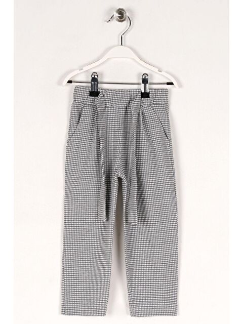 Zepkids Ekose Desenli Beli Kuşaklı Gri Renk Kız Çocuk Pantolon - S000356860-20600