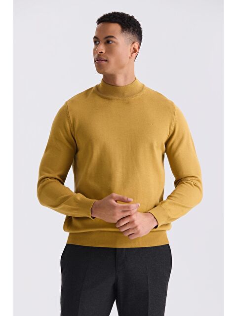 JAKAMEN Hardal Slim Fit Yarım Balıkçı Triko Kazak - S000492749-20074