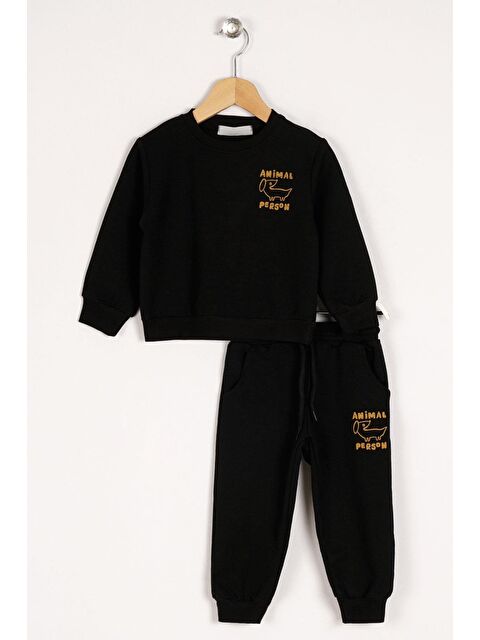 Zepkids Bisiklet Yaka Uzun Kol Anımal Person Baskılı Siyah Renk Erkek Çocuk Esofman Takım - S000356858-19351