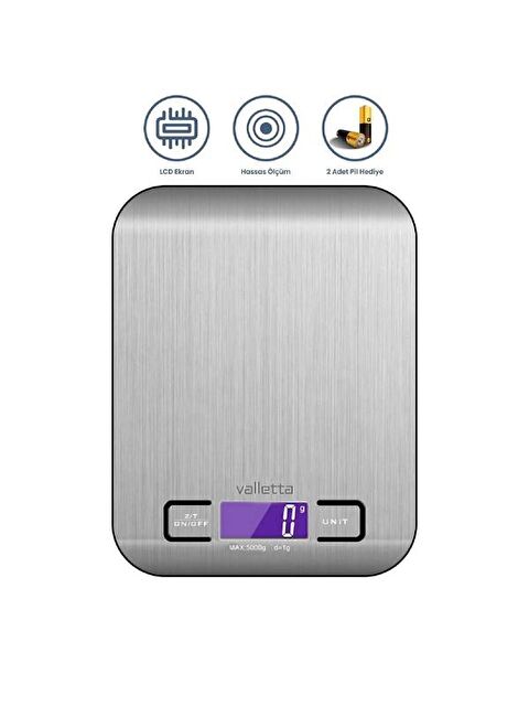 Valletta VLT1324 Çelik Mutfak Tartısı - Gri - S000391632-20600