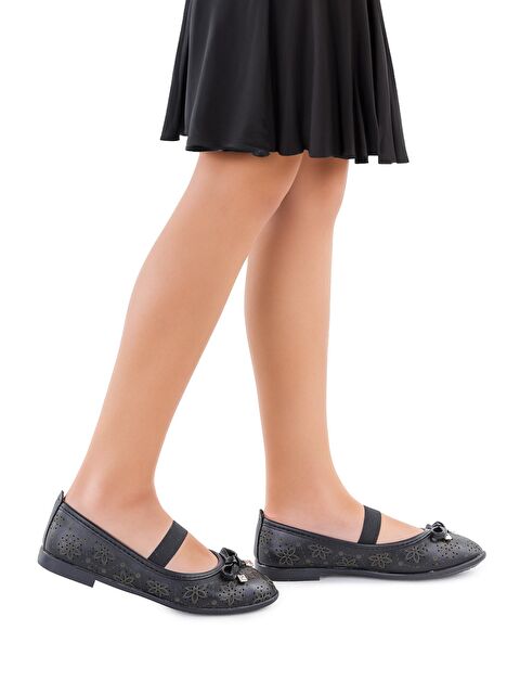Kiko Kids Perline Cilt Lastikli Kız Çocuk Babet Ayakkabı - S000162969-19351