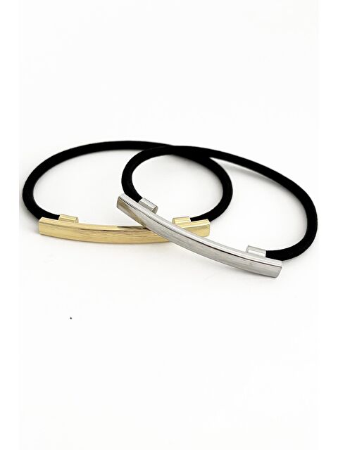 New Obsessions Fool's Geometry Bar Metal Çubuk Lastikli Saç Tokası 2'li - S000144988-37293