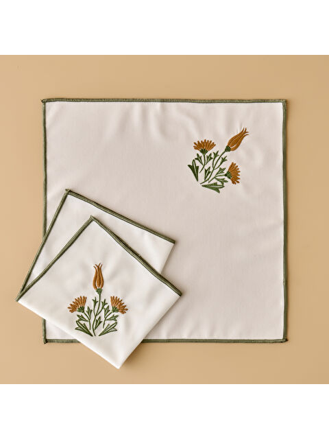 Bella Maison Tulip Pamuklu Peçete Beyaz-Yeşil (40x40 cm) - S000347724-37251