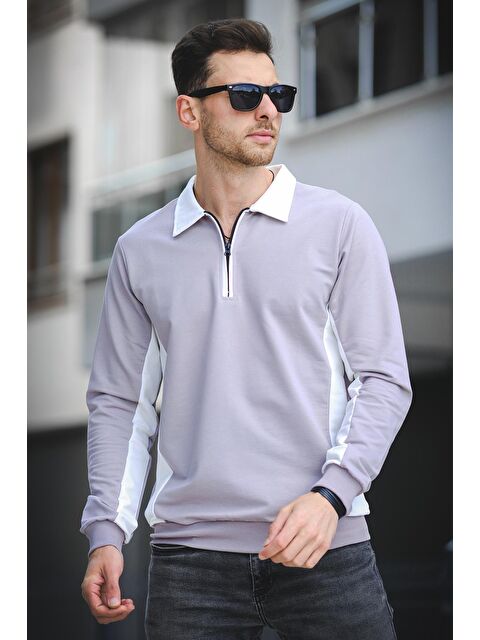 Oksit Shibu Parçalı Yarım Fermuarlı Yakalı Erkek Sweatshirt - S000280330-20600