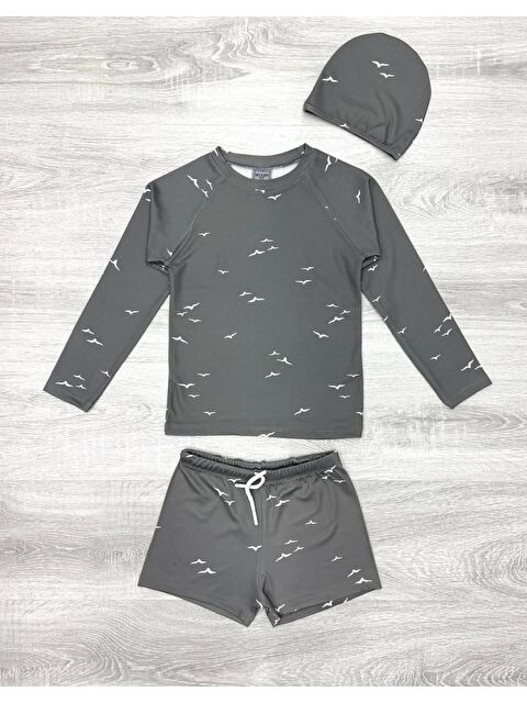 Modanino Erkek Çocuk 3'lü Mayo Takımı (Şort+Tişört+Bone) 2-8 Yaş 12218 - S000378521-20600