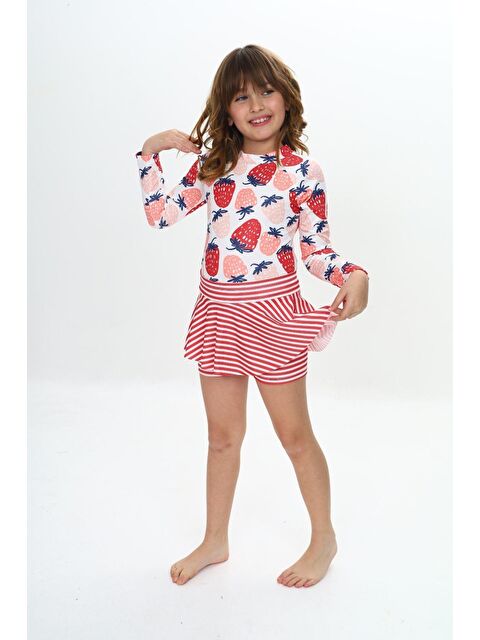 Modanino Kız Çocuk Şort Etekli Uzun Kollu Mayo Takımı 3-10 Yaş 12228 - S000378523-20045