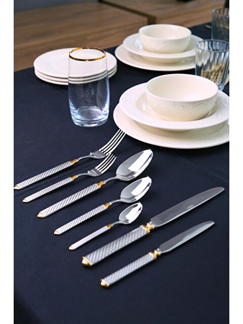 Lugga Linda Gold Çatal Kaşık Bıçak Takımı 12 Kişilik 84 Parça - S000390624-37293
