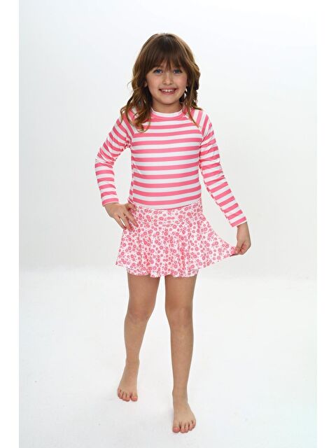 Modanino Kız Çocuk Şort Etekli Uzun Kollu Mayo Takımı 3-10 Yaş 12227 - S000378524-20024