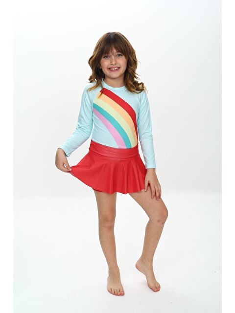 Modanino Kız Çocuk Şort Etekli Uzun Kollu Mayo Takımı 3-10 Yaş 12227 - S000378524-27074