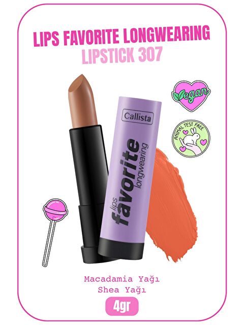 Callista Lips Favorite Longwearing Lipstick Kalıcı Ruj 307 Coffee With Cream - Nude - S000196944-26411