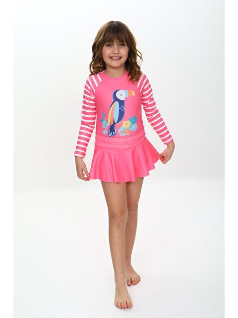 Modanino Kız Çocuk Şort Etekli Uzun Kollu Mayo Takımı 3-10 Yaş 12227 - S000378524-20022