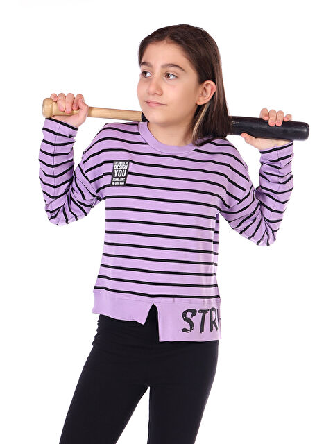 Toontoykids Kız Çocuk Çizgili Striped Baskılı Sweatshirt - S000421341-19999