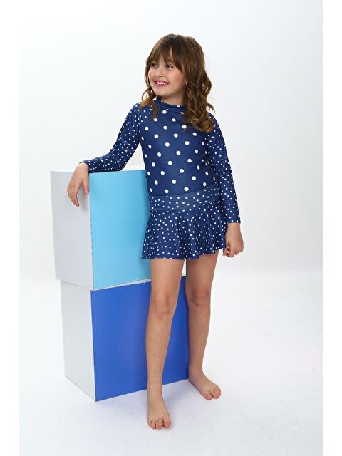 Modanino Kız Çocuk Şort Etekli Uzun Kollu Mayo Takımı 3-10 Yaş 12226 - S000378525-21164