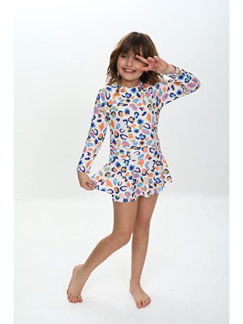 Modanino Kız Çocuk Şort Etekli Uzun Kollu Mayo Takımı 3-10 Yaş 12226 - S000378525-20063