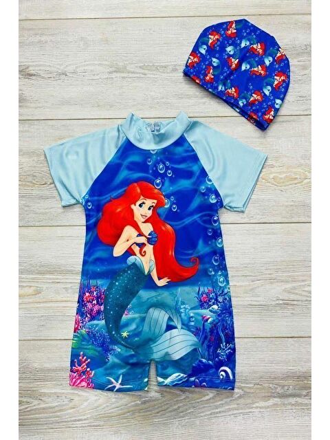 Modanino Kız Çocuk Yüzücü Şortlu ve Boneli Mayo Takımı 2-8 Yaş 12223 - S000378526-17234