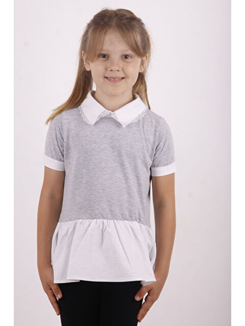 Toontoykids Kız Çocuk Gömlek Yaka Dantel Detaylı Tişört - S000364429-74
