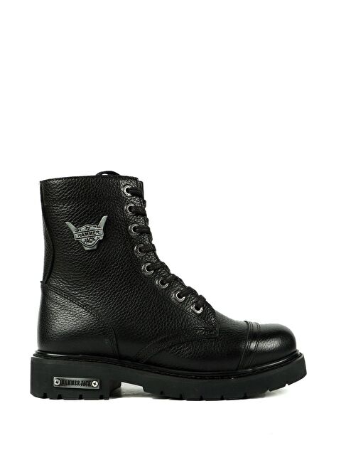 Hammer Jack Hakiki Deri Siyah Floter Kadın Bot