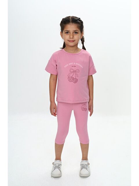 Toontoykids Kız Çocuk Kalpli Fiyonk Baskılı Kaprili Takım - S000372634-20028