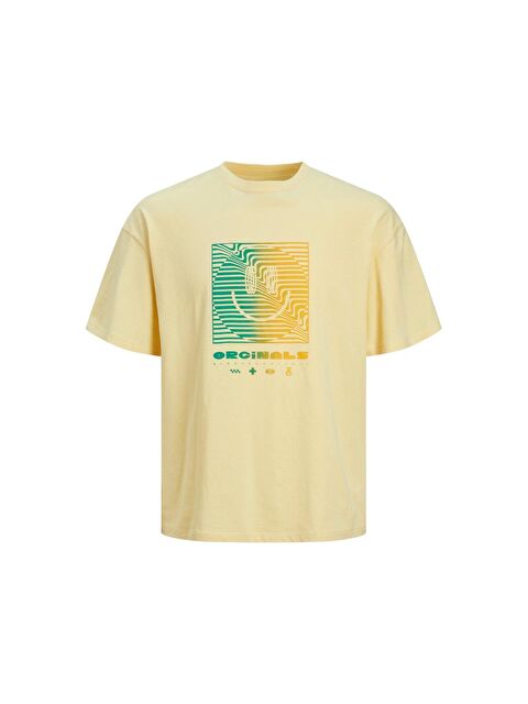 Jack & Jones Decal Erkek Sarı Yuvarlak Yaka Tişört - S000167645-20072