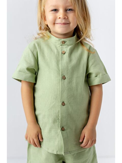 MİNİNİO Erkek Bebek Keten Gömlek - S000363560-18194