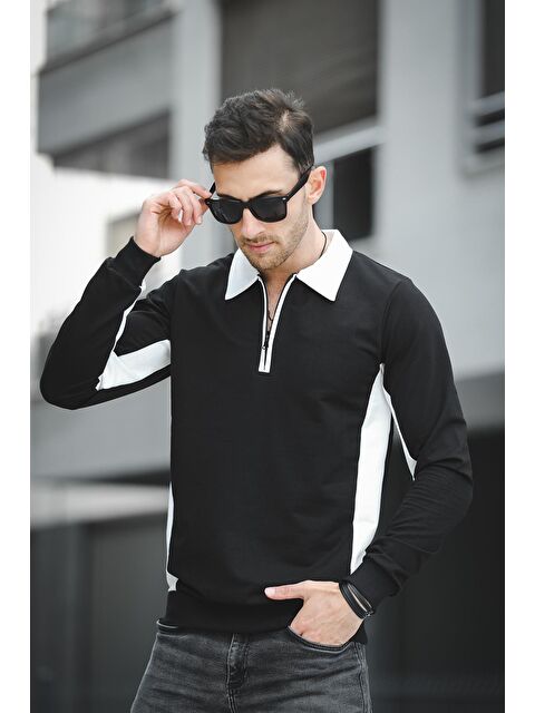 Oksit Shibu Parçalı Yarım Fermuarlı Yakalı Erkek Sweatshirt - S000280330-19351