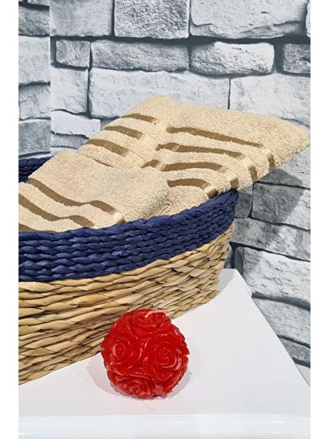 Çeyiz Diyarı Plain %100 Pamuklu Jakarlı 2 Li Havlu Seti Cappucino - S000487300-19413