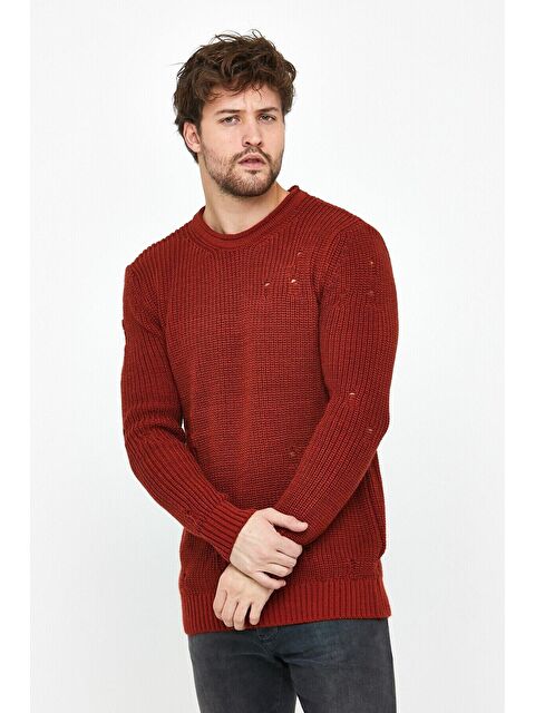 Tarz Cool Erkek Destroylu Modelli Triko Kazak - S000147121-19951