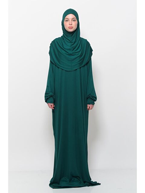 Altobeh Tek Parça Pamuklu Yarasa Kollu Tak Çıkar Başörtülü Organik Terletmez Namaz Elbisesi - S000505130-18194