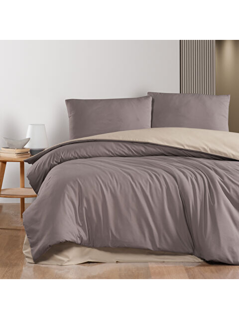 SCHAFER Home Mia Çift Kişilik Nevresim Takımı 4 Parça-Kahverengi - S000392894-19413