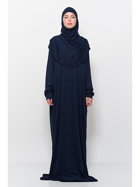 Altobeh Tek Parça Pamuklu Yarasa Kollu Tak Çıkar Başörtülü Organik Terletmez Namaz Elbisesi - S000505130-29672