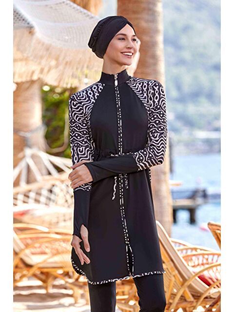Adasea Elastanlı Tam Kapalı Tesettür Mayo Pavlına 4541 Siyah - S000254781-19351
