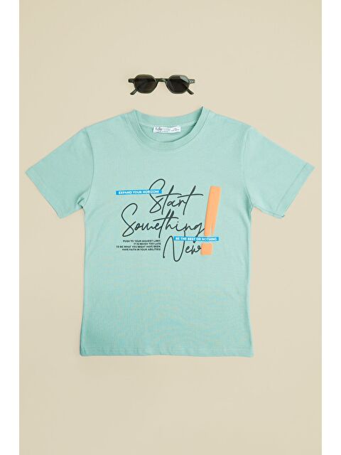 Fullamoda Yazı Baskılı Bisiklet Yaka Erkek Çocuk Tişört