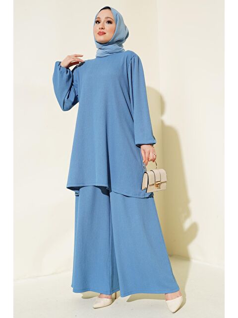 Bigdart Kadın İndigo Tunik Pantolon Alt Üst Takım 6663 - S000195068-23093