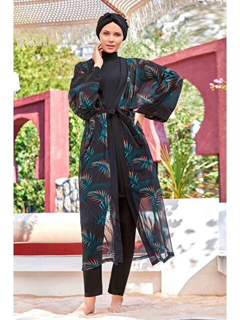 Remsa Mayo Mayo Üzerine Tek Kimono Pareo Tımena 6107 Siyah - S000254764-19351