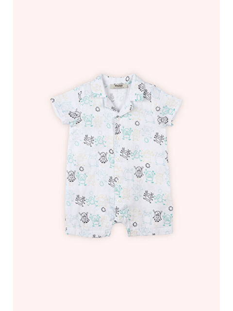 Panço Yenidoğan Baskılı Müslin Beyaz Tulum - S000527363-20063