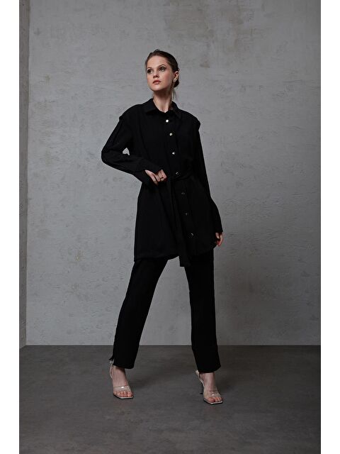 Mizalle Paça Kesikli Siyah Pantolon - S000208280-19351