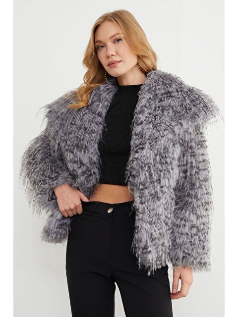 Fullamoda Çıtçıtlı Şal Yaka Suni Kürk Ceket - S000487024-29666