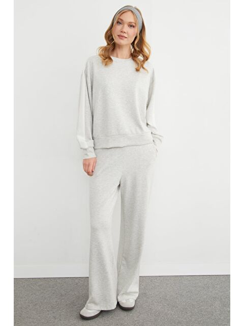 Fullamoda Kolu Şeritli Bisiklet Yaka Modal Sweatshirt - S000471303-74