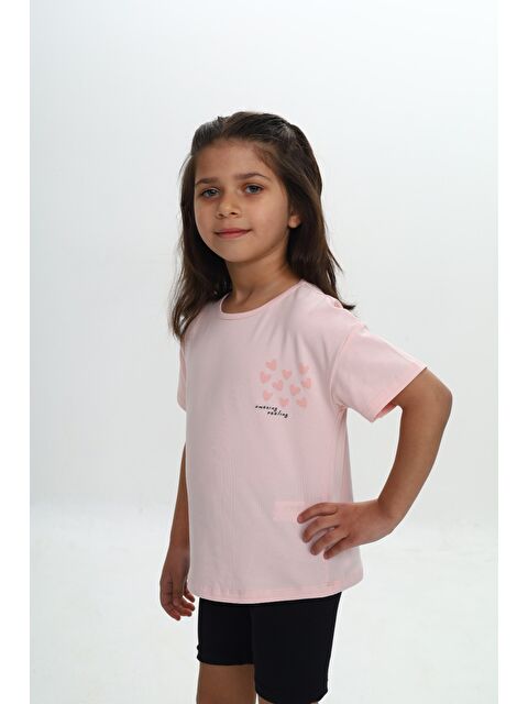 Toontoykids Kız Çocuk Göğsü Çok Kalp Baskılı Tişört - S000372648-20020