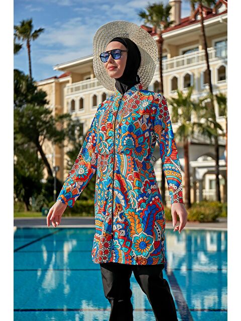 Remsa Mayo Önü Kapaklı Paraşüt Tam Kapalı Tesettür Mayo R069C Nurşen - S000081150-19351