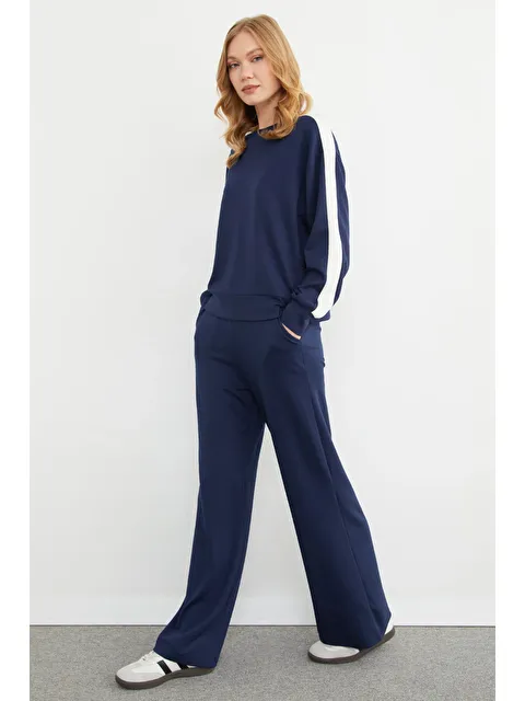 Fullamoda Kolu Şeritli Bisiklet Yaka Modal Sweatshirt - S000471303-21164