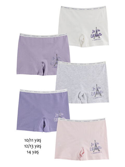Domikids Kız Çocuk Renkli Pamuklu Boxer 5'li Paket - S000437288-27204