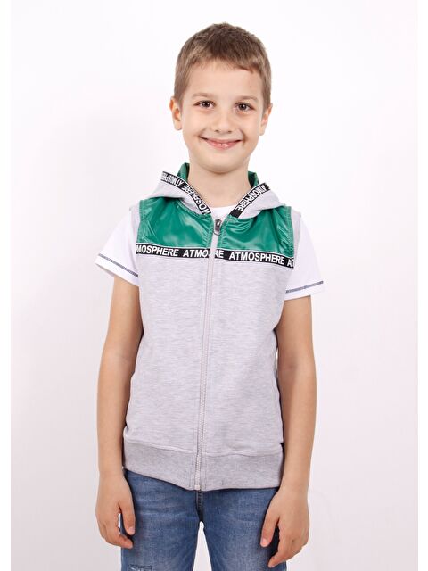 Toontoykids Erkek Çocuk Şeritli Kapüşonlu Yelek - S000372633-74