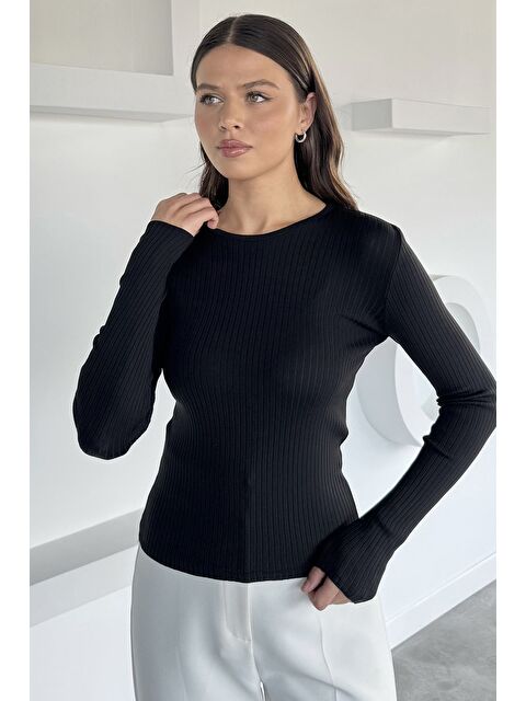 Gülseli Kadın Bisiklet Yaka Fitilli Triko Kazak - S000469756-19351