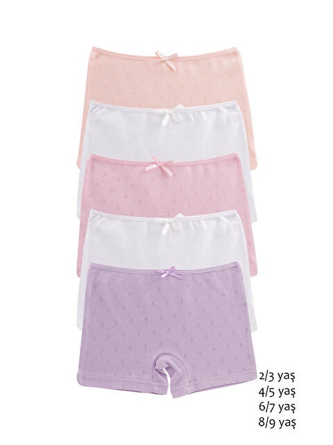 Domikids Kız Çocuk Ribana %100 PAMUK Boxer 5'li Paket - S000437290-23173