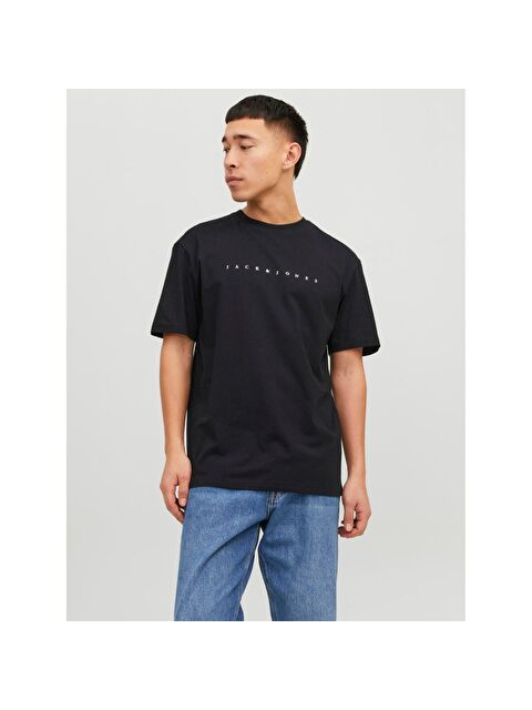 Jack & Jones Star Erkek Siyah Yuvarlak Yaka Tişört