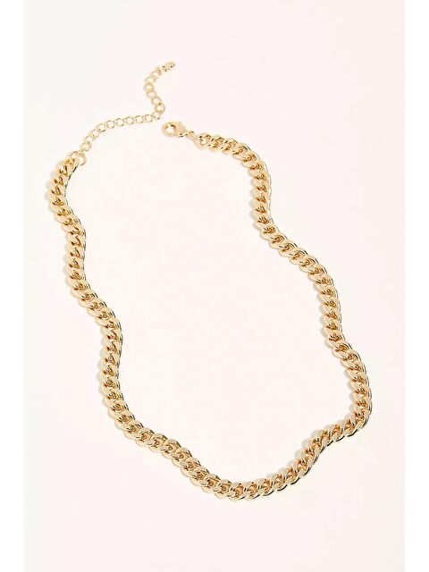 New Obsessions Thin Cadena Kolye Altın Rengi Kalın Zincirli Modern kadın Kolye - S000189709-20076