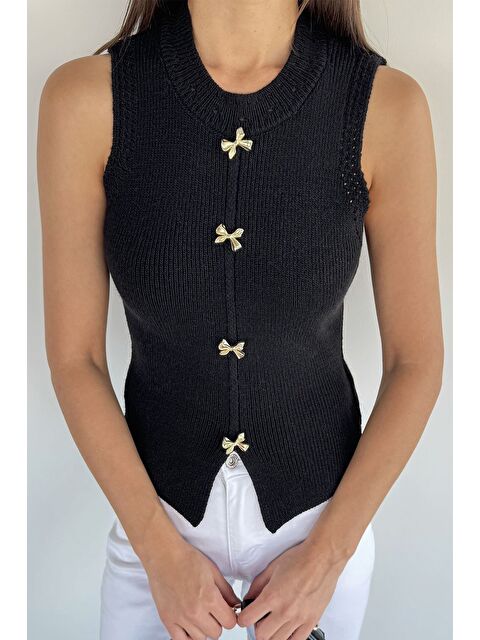 Gülseli Kadın Gold Düğme Detaylı Triko Bluz - S000469771-19351